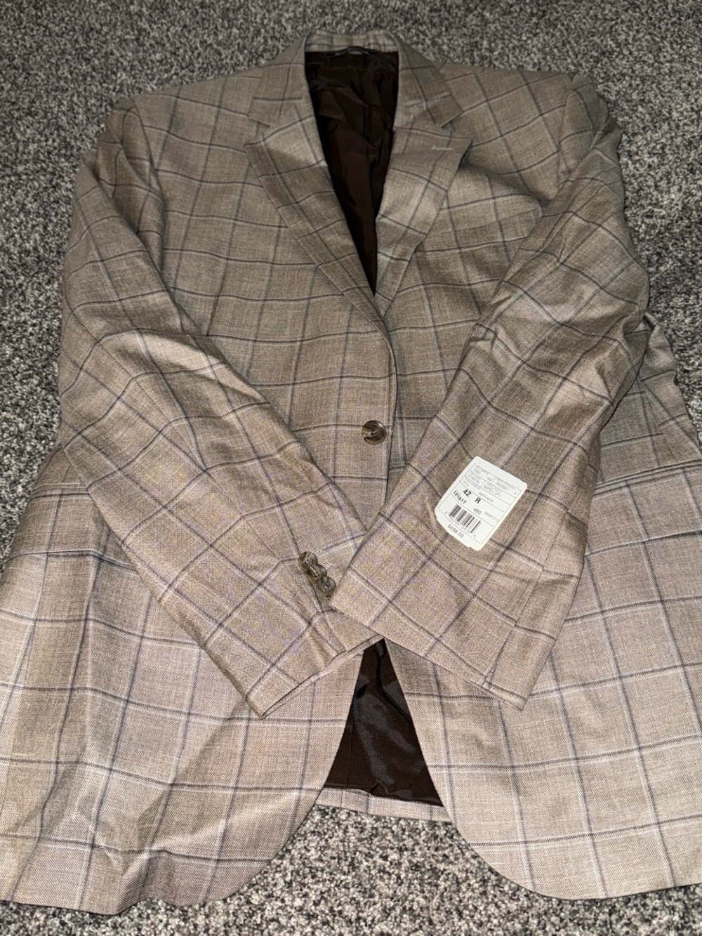 Saks Men's Brown Plaid Blazer - Classic Windowpane Sport Coat
